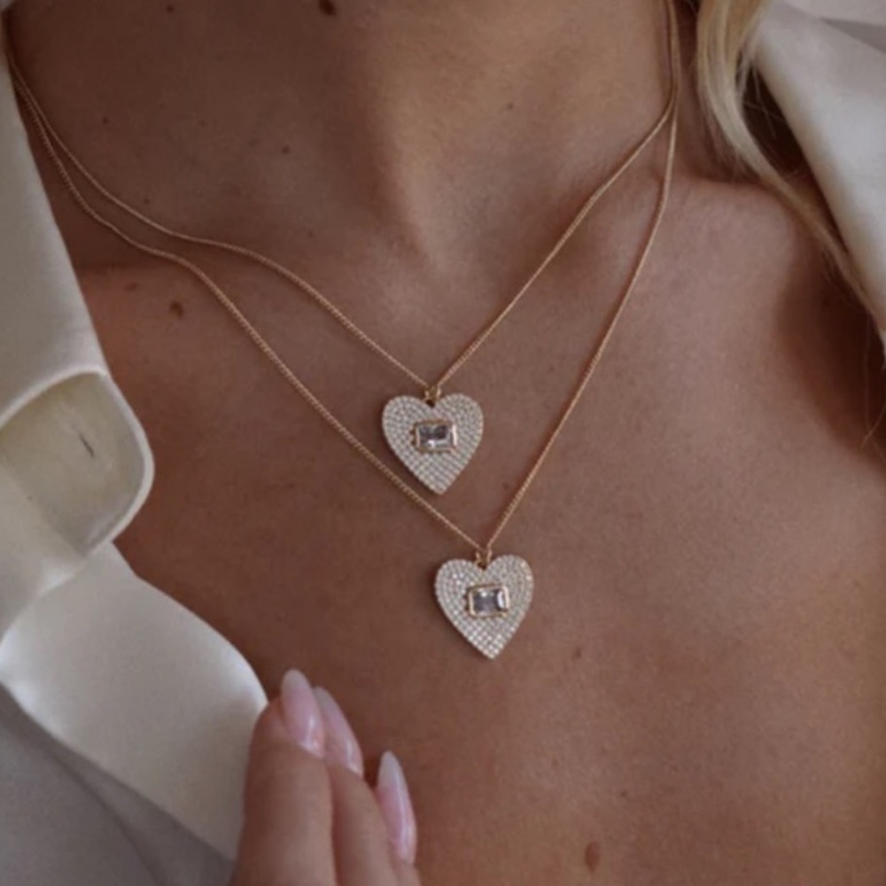 Lili Claspe Frankie Heart Pendant Clear CZ Necklace